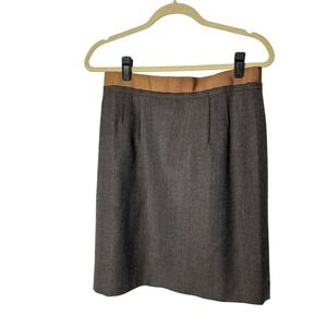 LOFT Wool Blend Brown Herringbone Pencil Skirt Size 6
